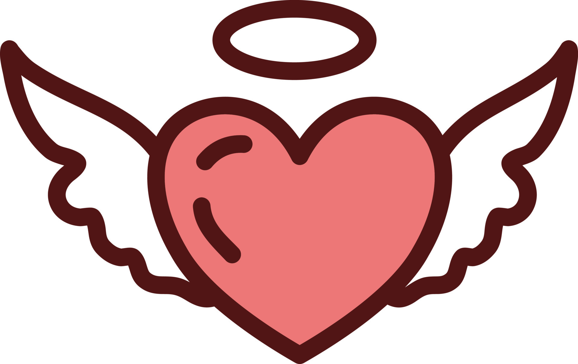 Valentines day angel heart, illustration, vector on a white background