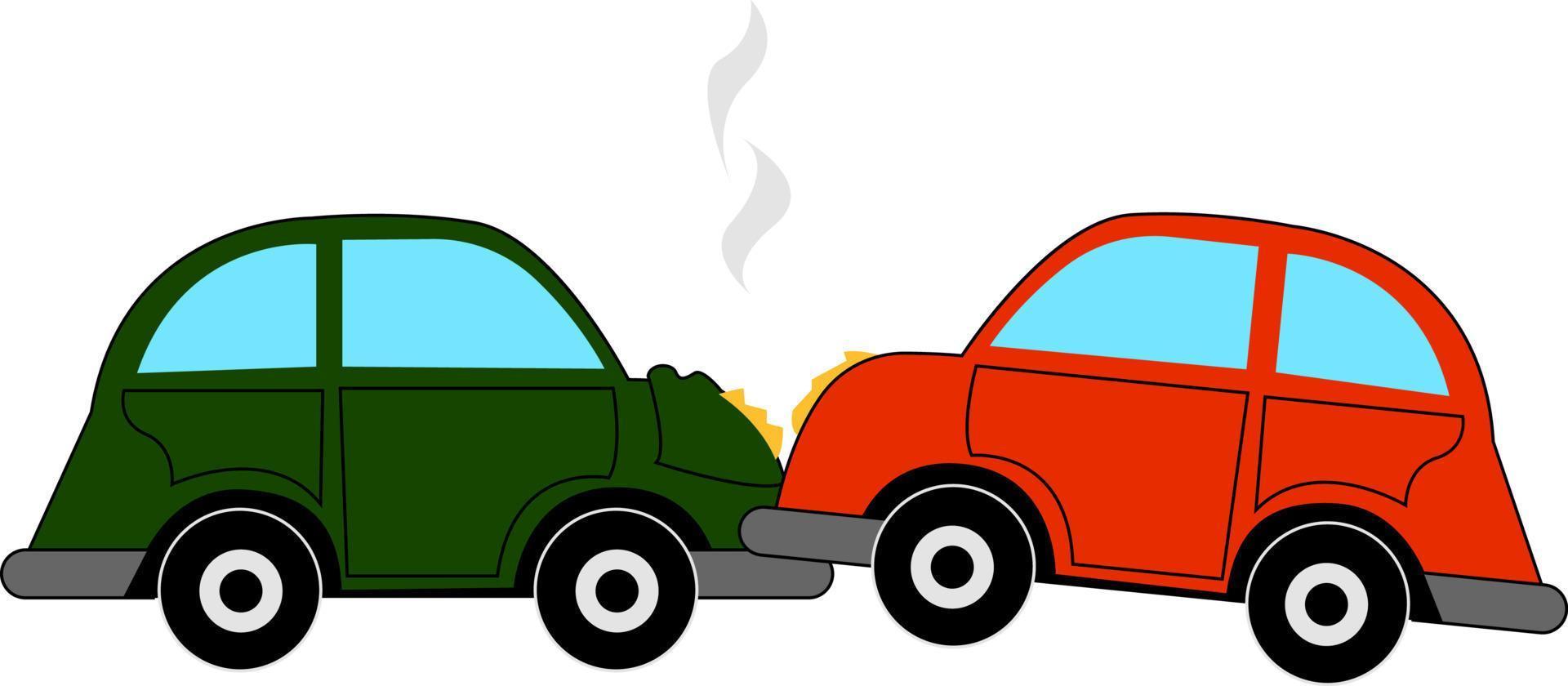 accidente automovilístico, ilustración, vector sobre fondo blanco.