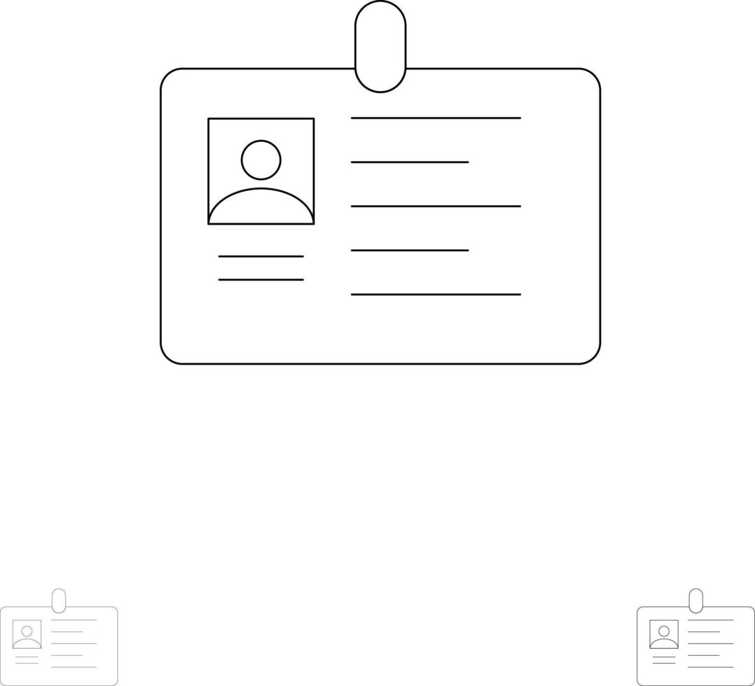 Card Business Corporate Id ID Card Identity Pass Bold and thin black line icon set vector