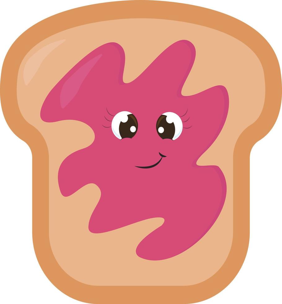 Bread with jam , illustration, vector on white background