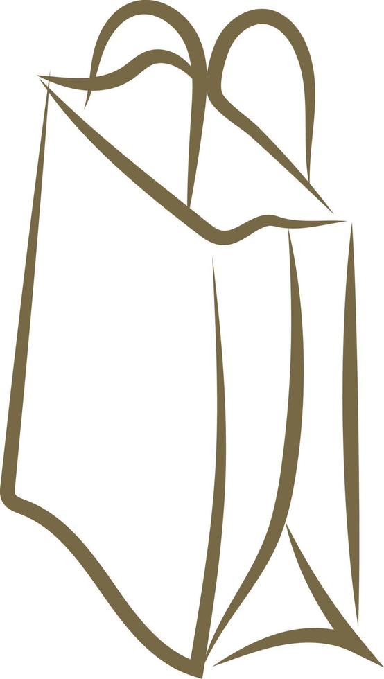 Paper bag drawing, illustration, vector on white background.