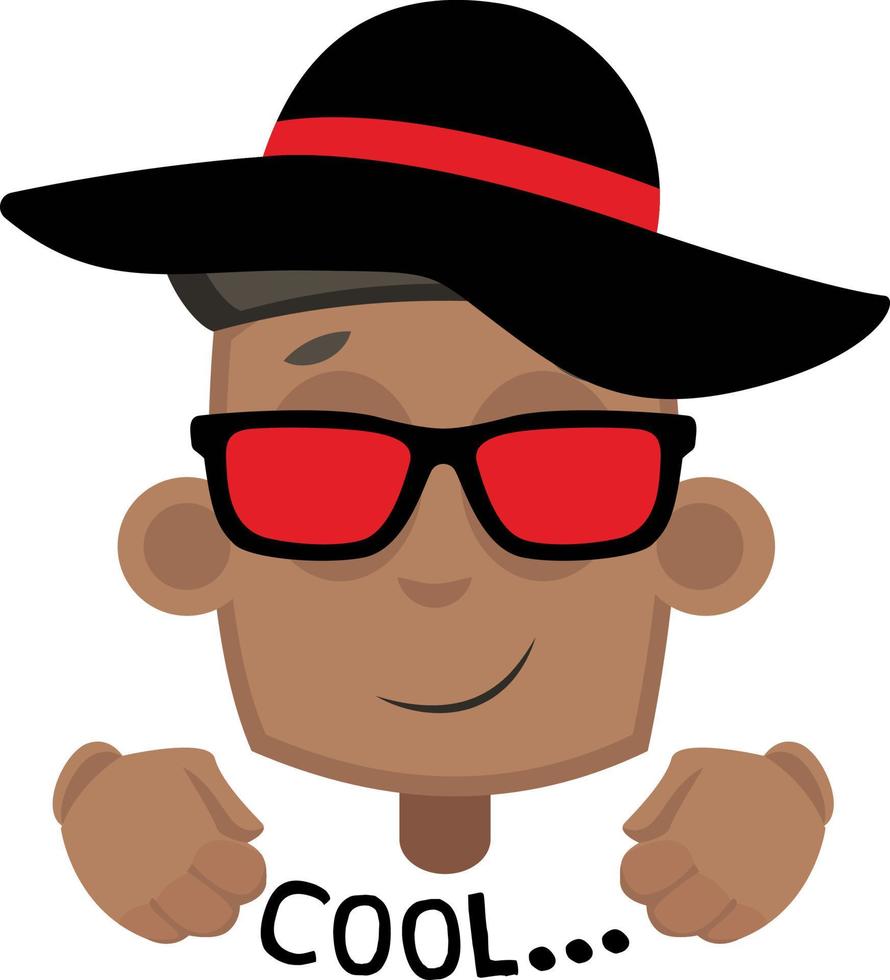 Cool boy con gafas, ilustración, vector sobre fondo blanco.