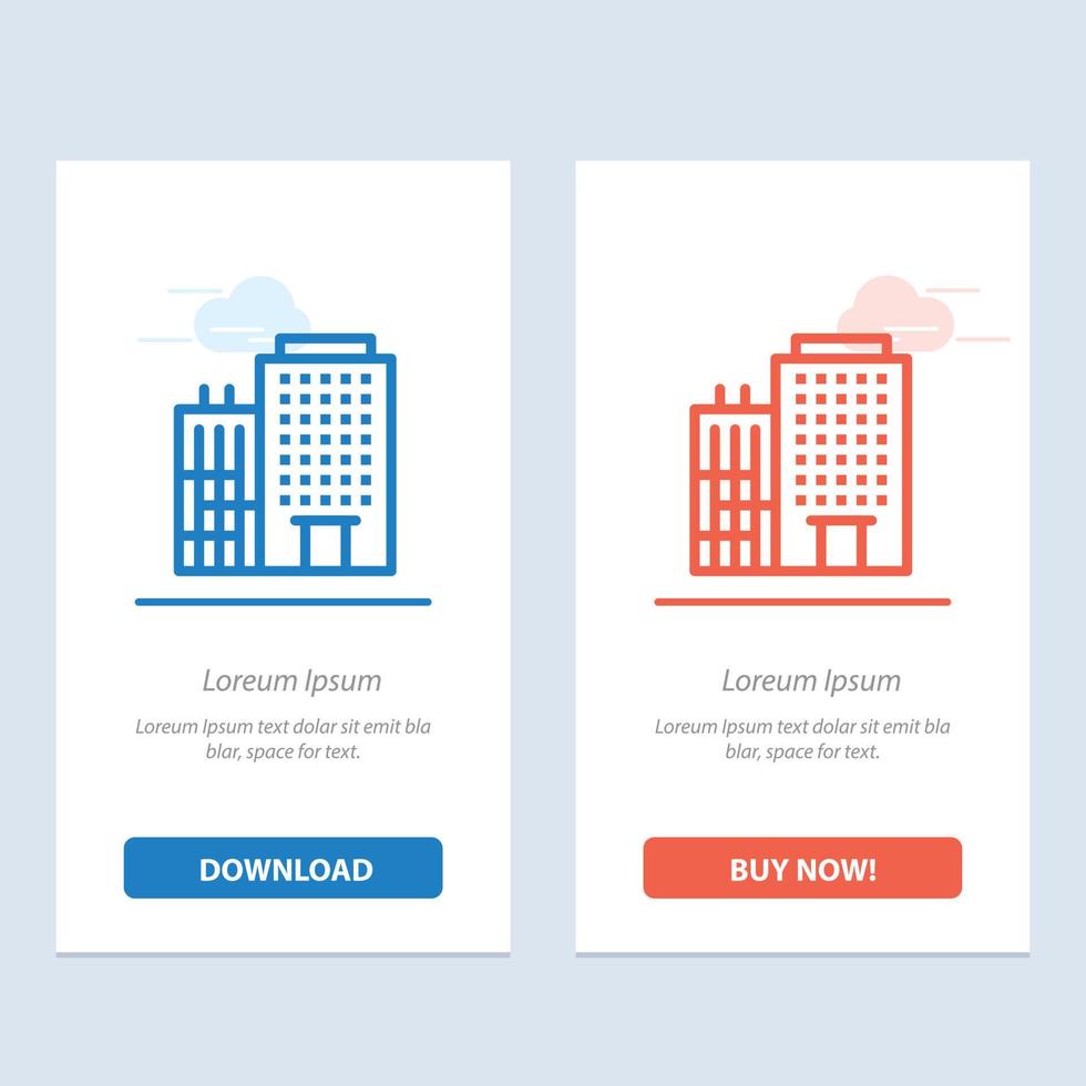 Hotel Building Home Service  Blue and Red Download and Buy Now web Widget Card Template vector