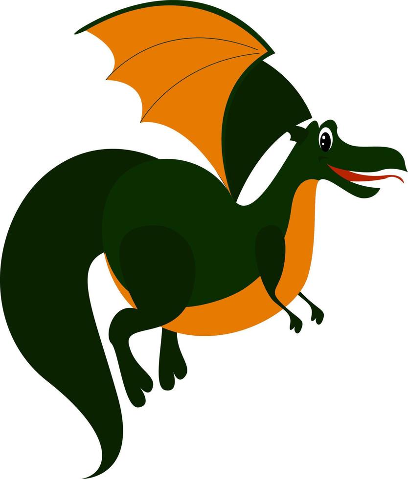 Green dragon, illustration, vector on white background.