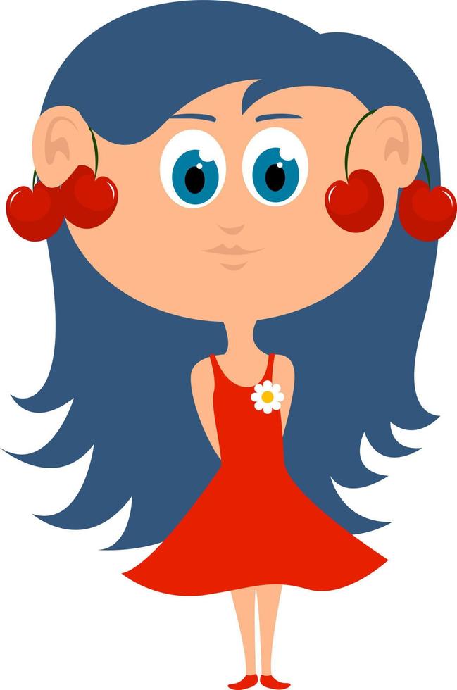 Girl with blue hair, illustration, vector on white background.