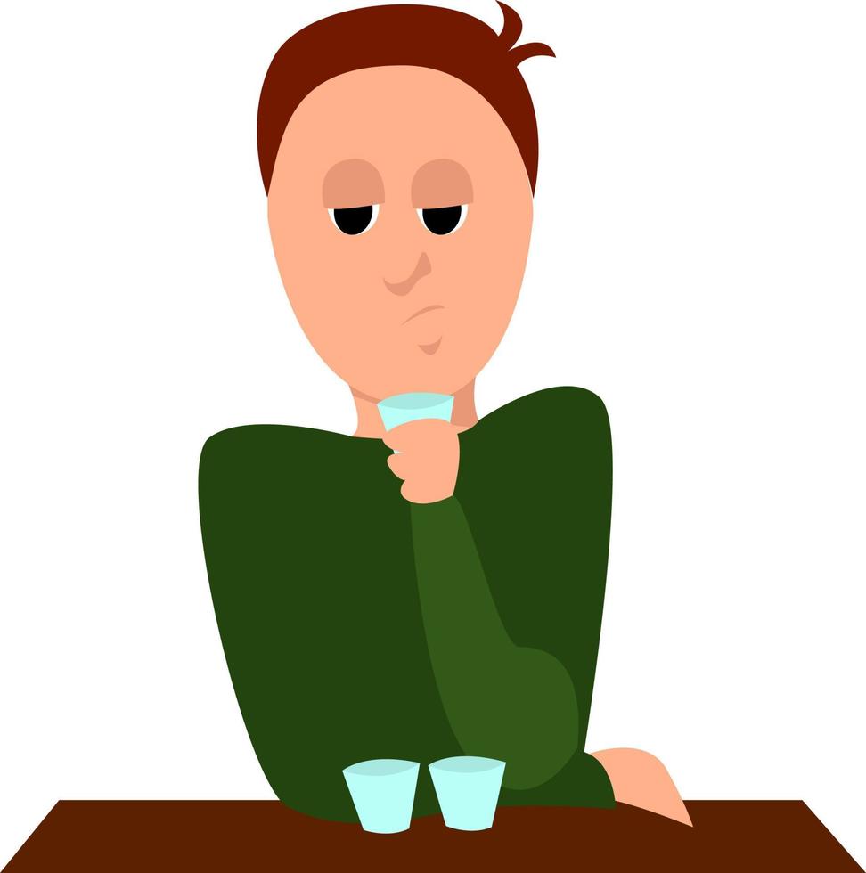 Man at the bar, illustration, vector on white background.