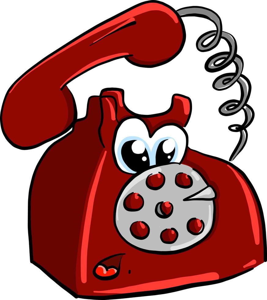 teléfono rojo, ilustración, vector sobre fondo blanco