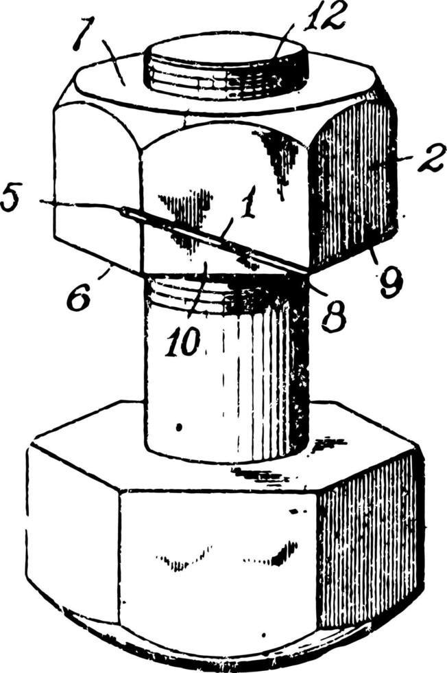 ilustración vintage de tuerca de bloqueo. vector