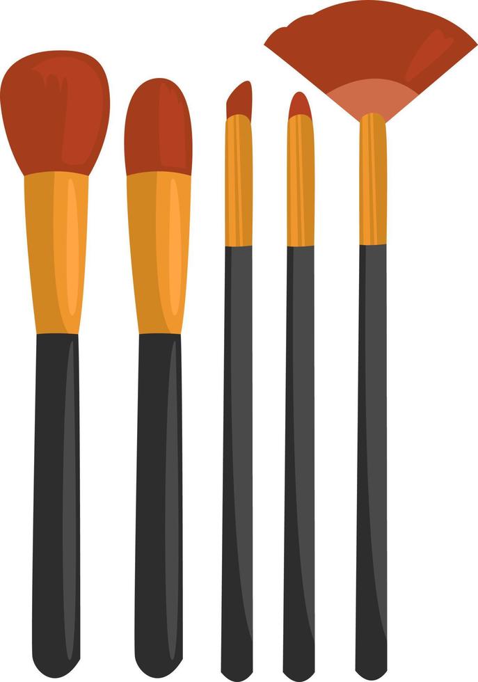 Makeup brushes, illustration, vector on white background