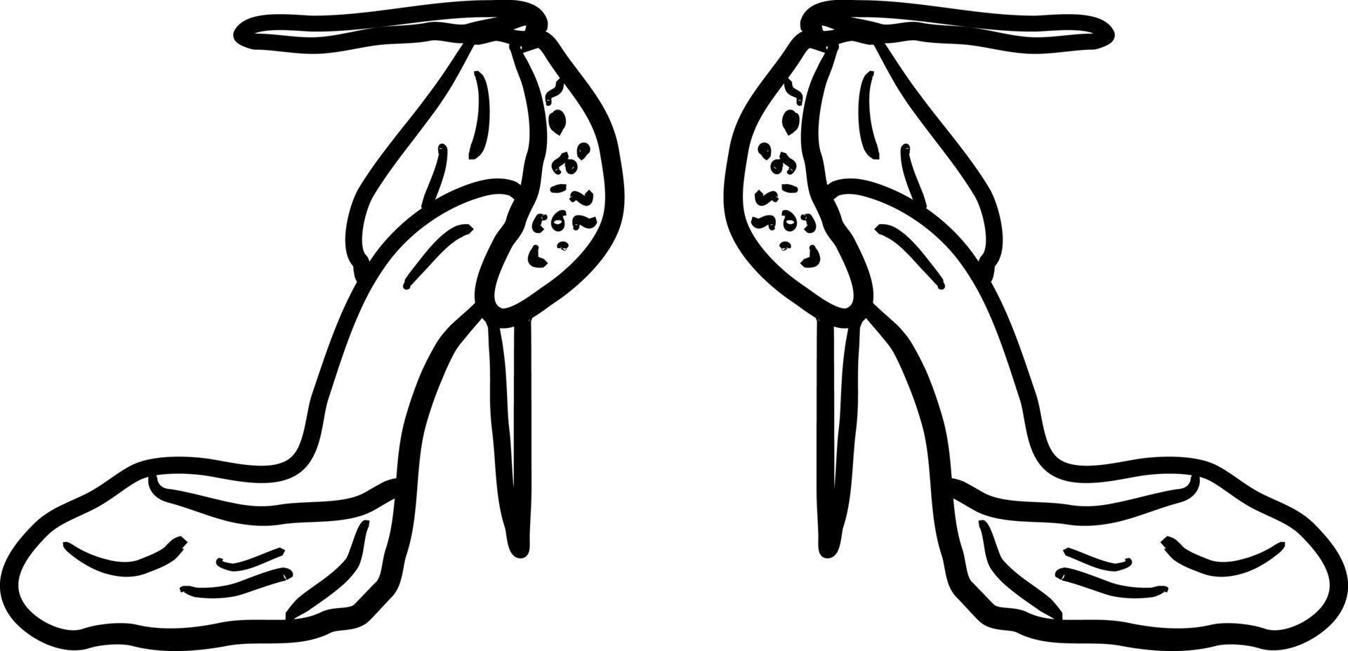 Crazy heels drawing, illustration, vector on white background.