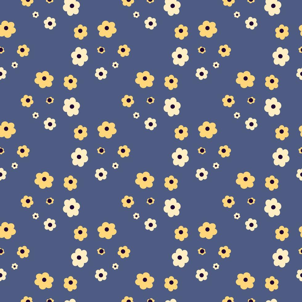 Minimalist cute flowers,seamless pattern on white background. vector