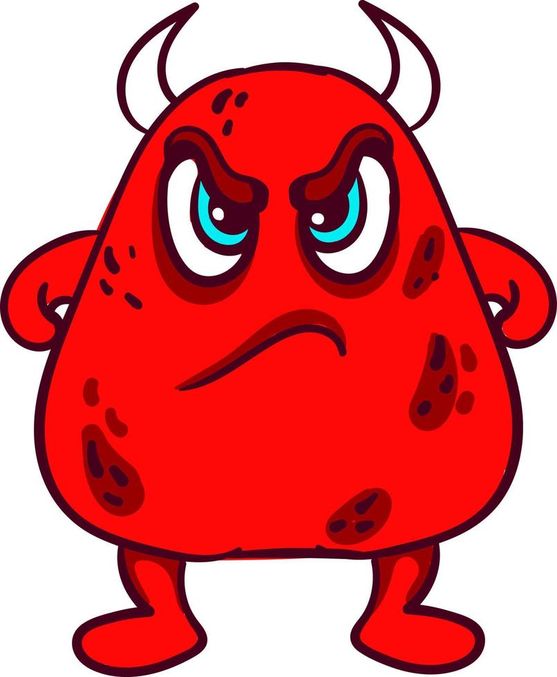 Angry red monster, illustration, vector on white background