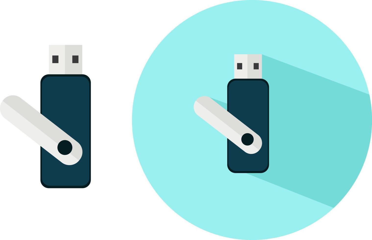 Blue usb ,illustration, vector on white background.