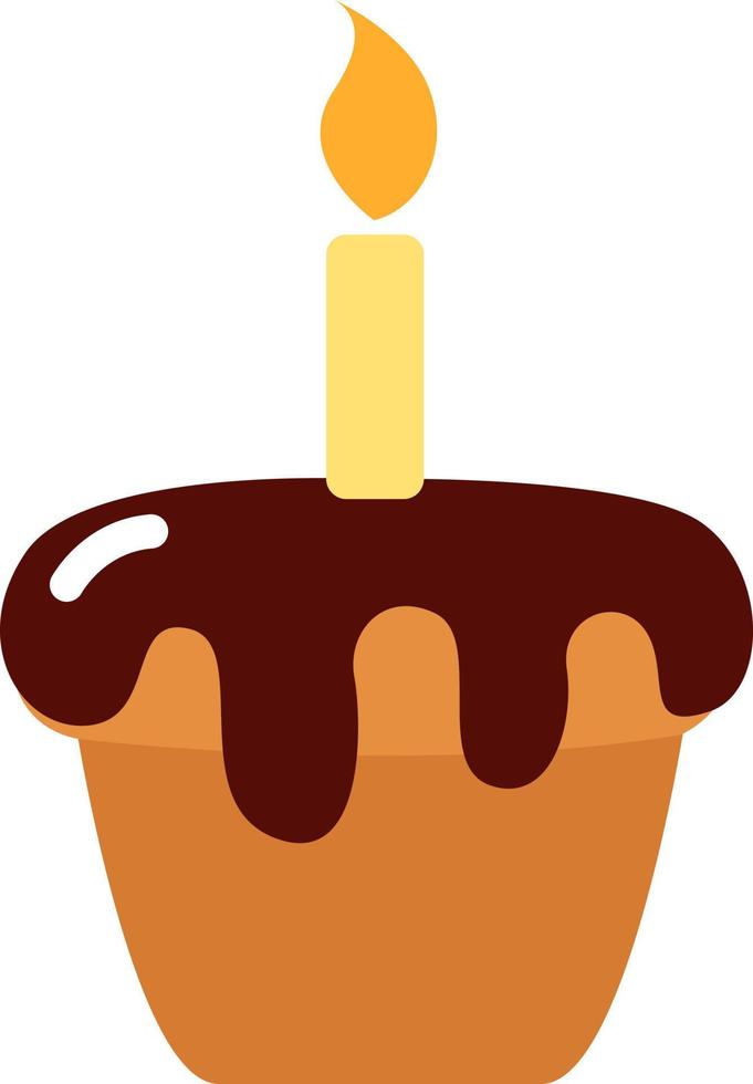 Birthday cupcake, illustration, vector on a white background