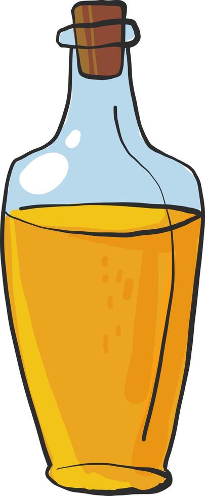 Oil in glass bottle, illustration, vector on white background