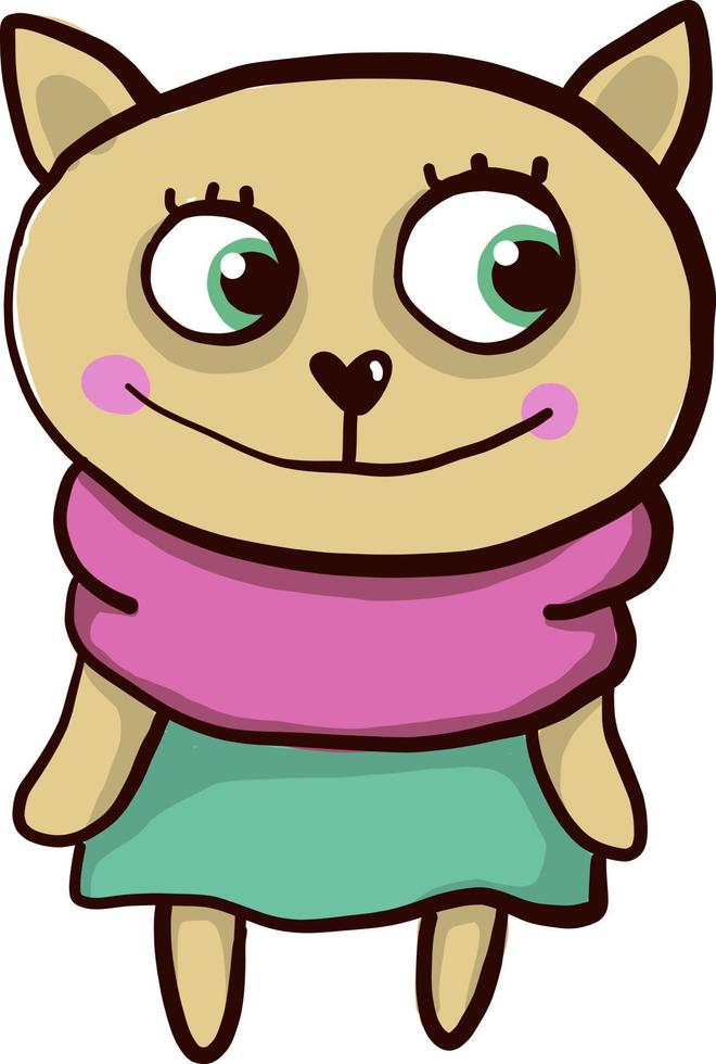 Cute cat, illustration, vector on white background