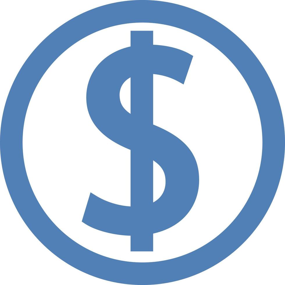 Blue dollar sign, illustration, vector on a white background.