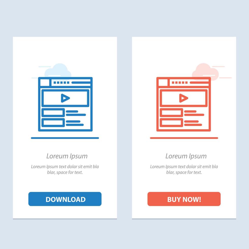 Video Video Player Web Website Blue and Red Download and Buy Now