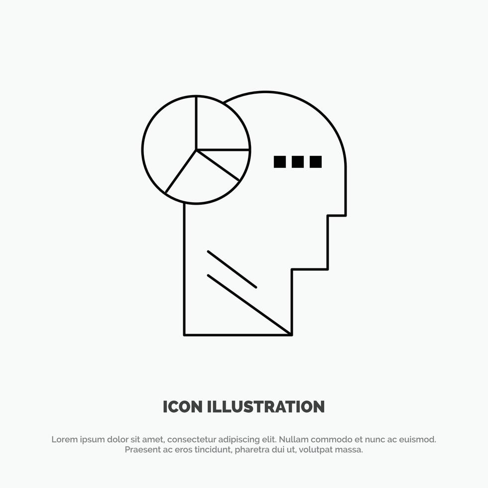 Graph Head Mind Thinking Line Icon Vector