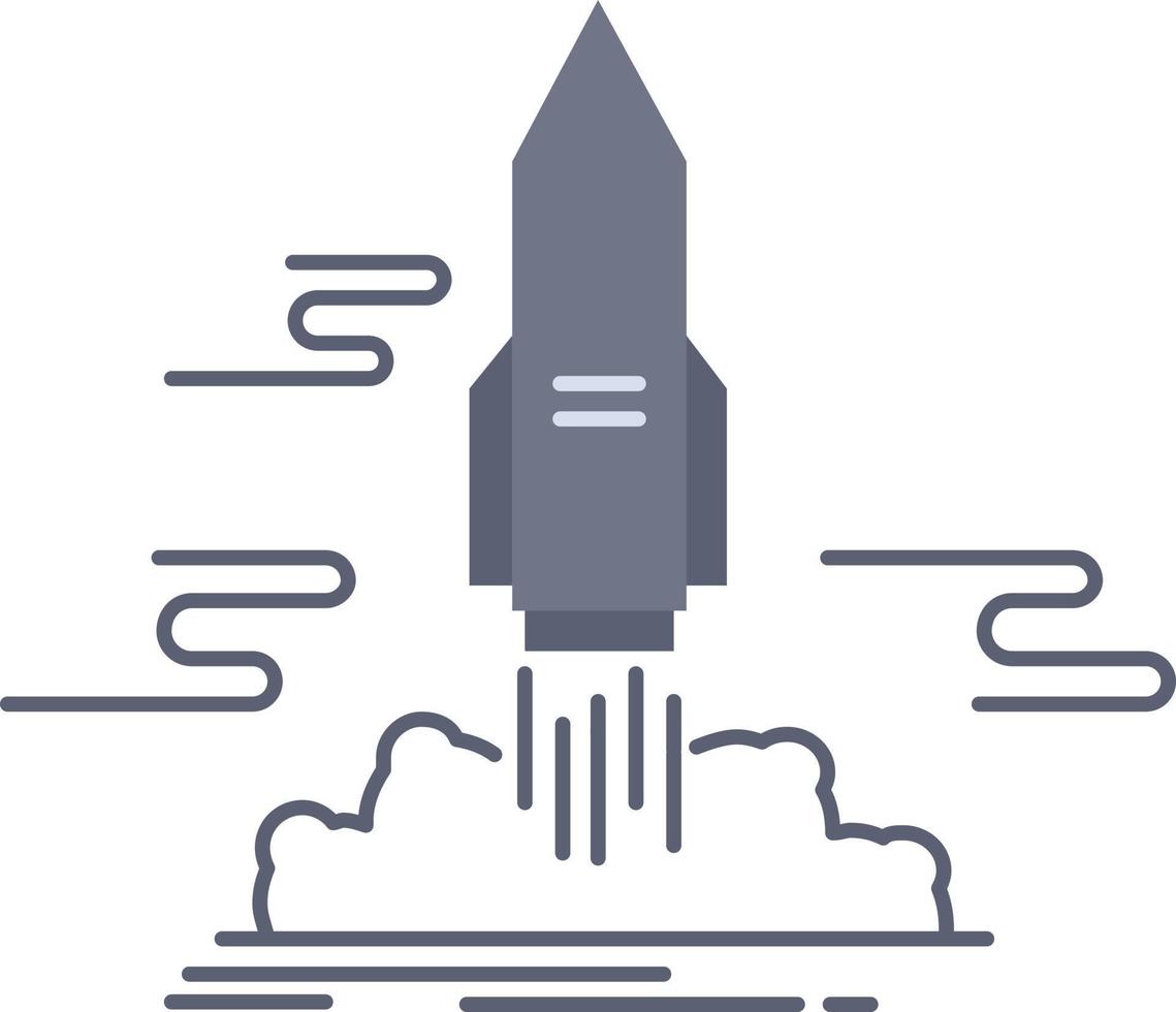 launch Publish App shuttle space Flat Color Icon Vector