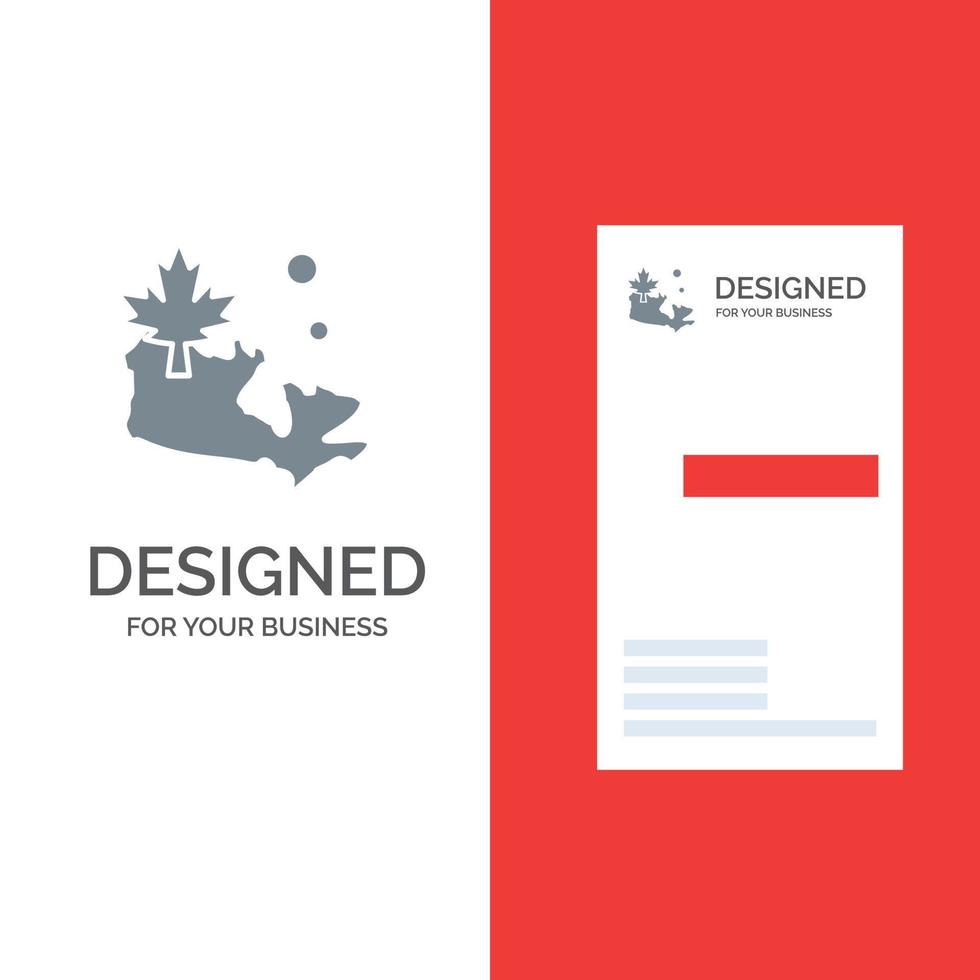 Map Canada Leaf Grey Logo Design and Business Card Template vector