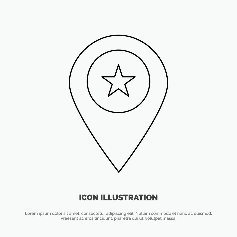 estrella ubicación mapa marcador pin línea icono vector