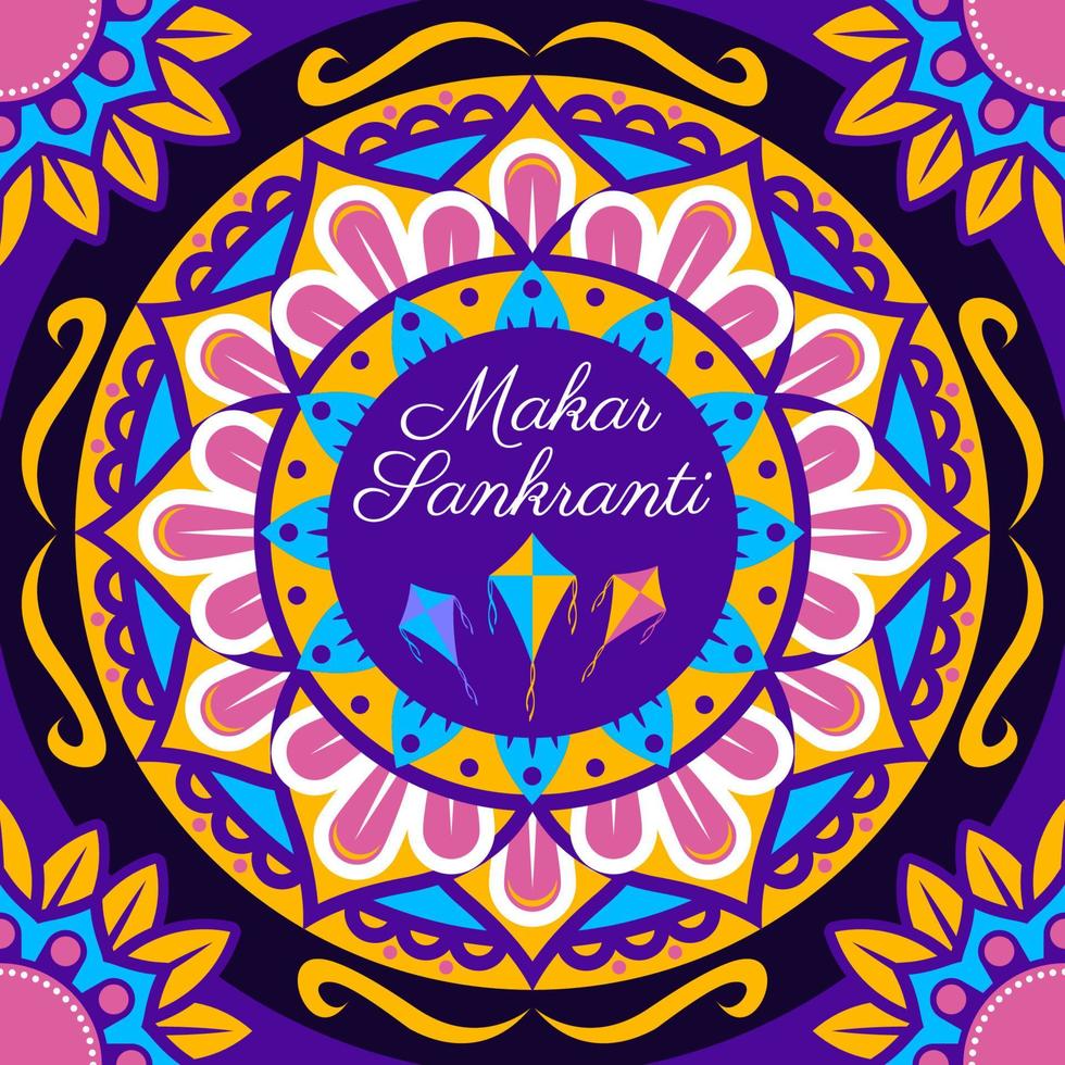 Happy Makar Sankranti with Mandala Concept vector