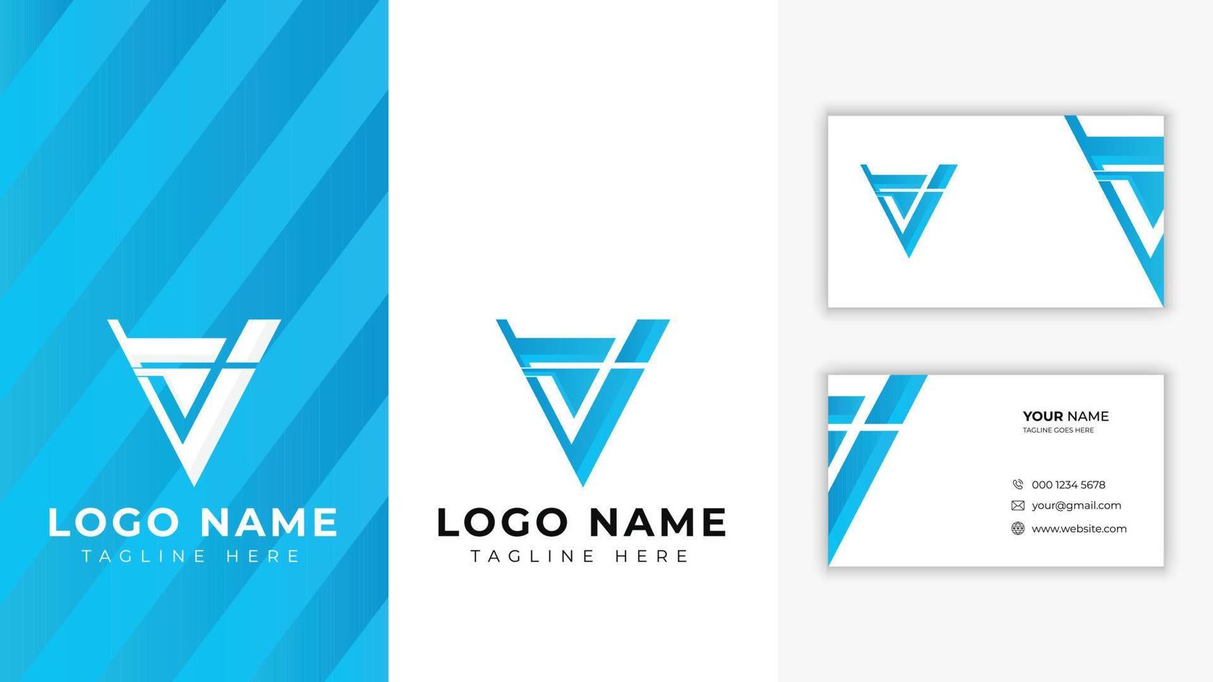 logotipo de letra v limpio creativo inicial colorido moderno con plantilla de vector de diseño de tarjeta de presentación premium para el negocio de su empresa, logotipo de tecnología de letra v y configuración de tarjeta de presentación para la empresa