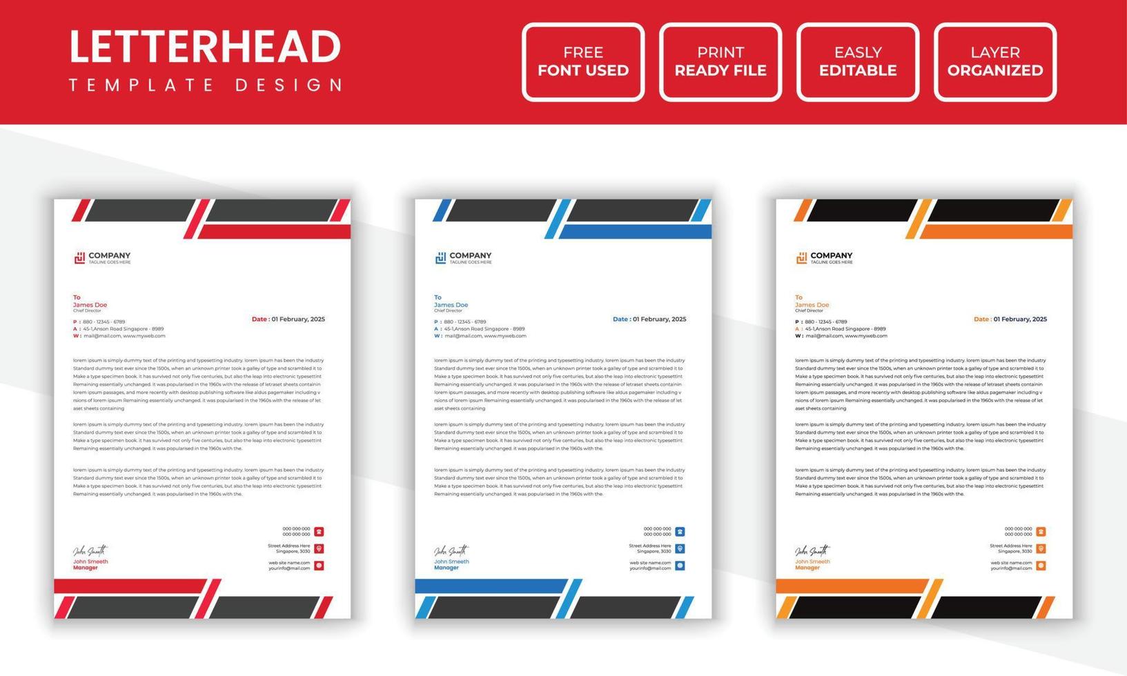 Modern Clean Corporate business Letterhead Design Template vector