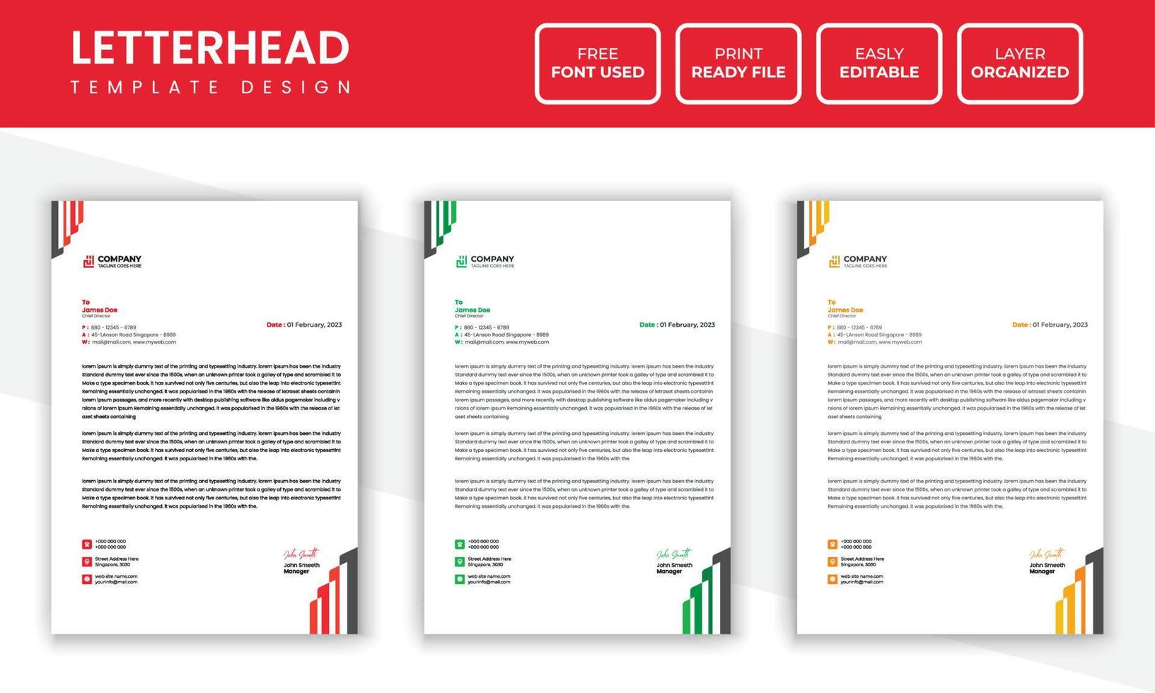 Modern Clean Corporate business Letterhead Design Template vector