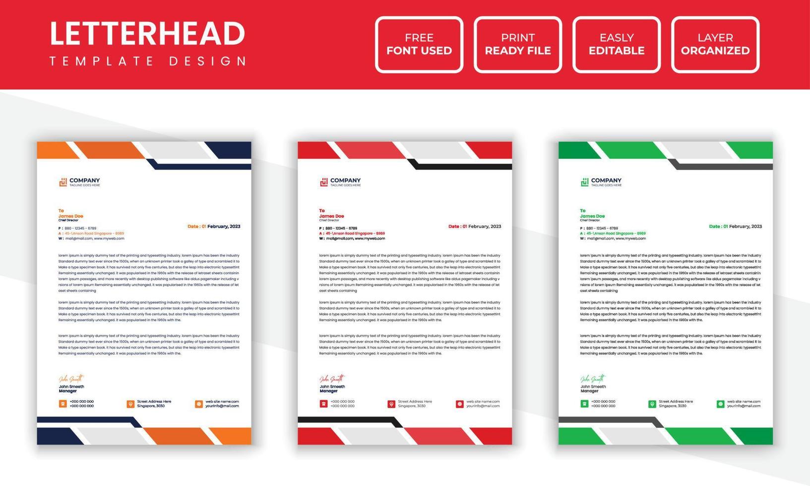 Modern Clean Corporate business Letterhead Design Template vector