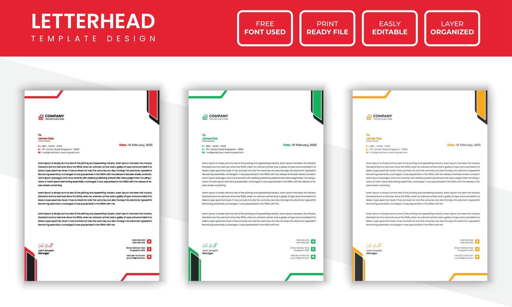 Modern Clean Corporate business Letterhead Design Template vector