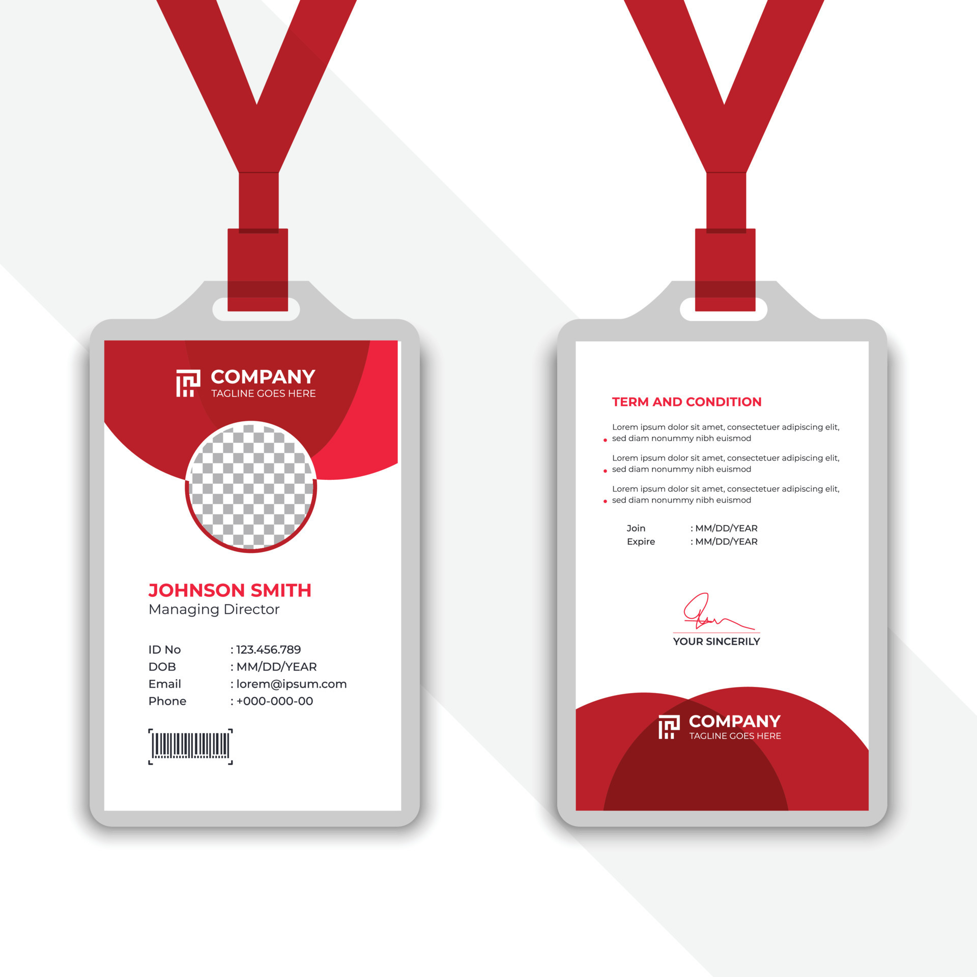 Modern and creative office staff id card design for employee 13514850