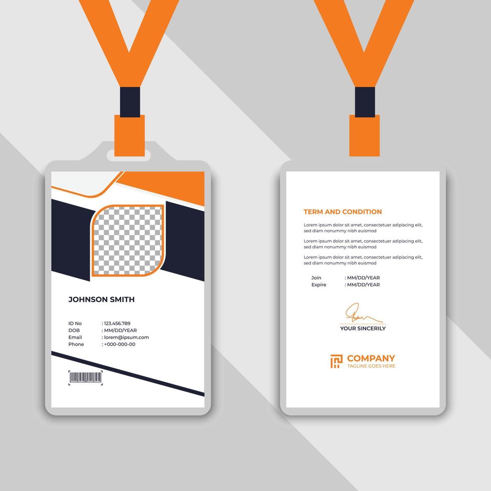 Modern and creative office staff id card design for employee vector