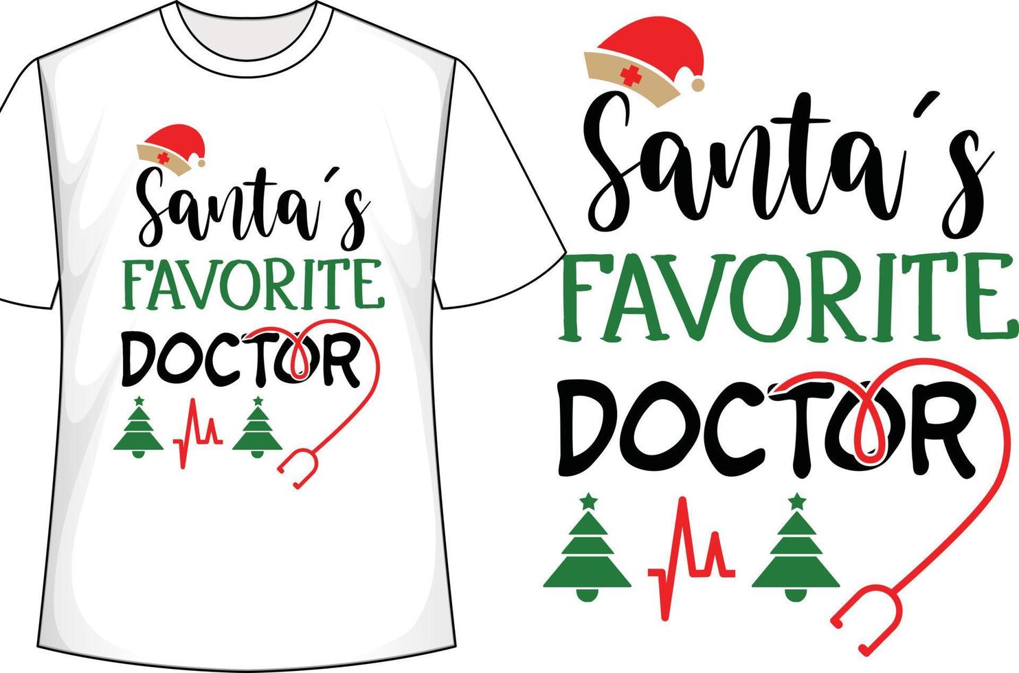 diseño de camiseta de navidad de doctor favorito de santa vector