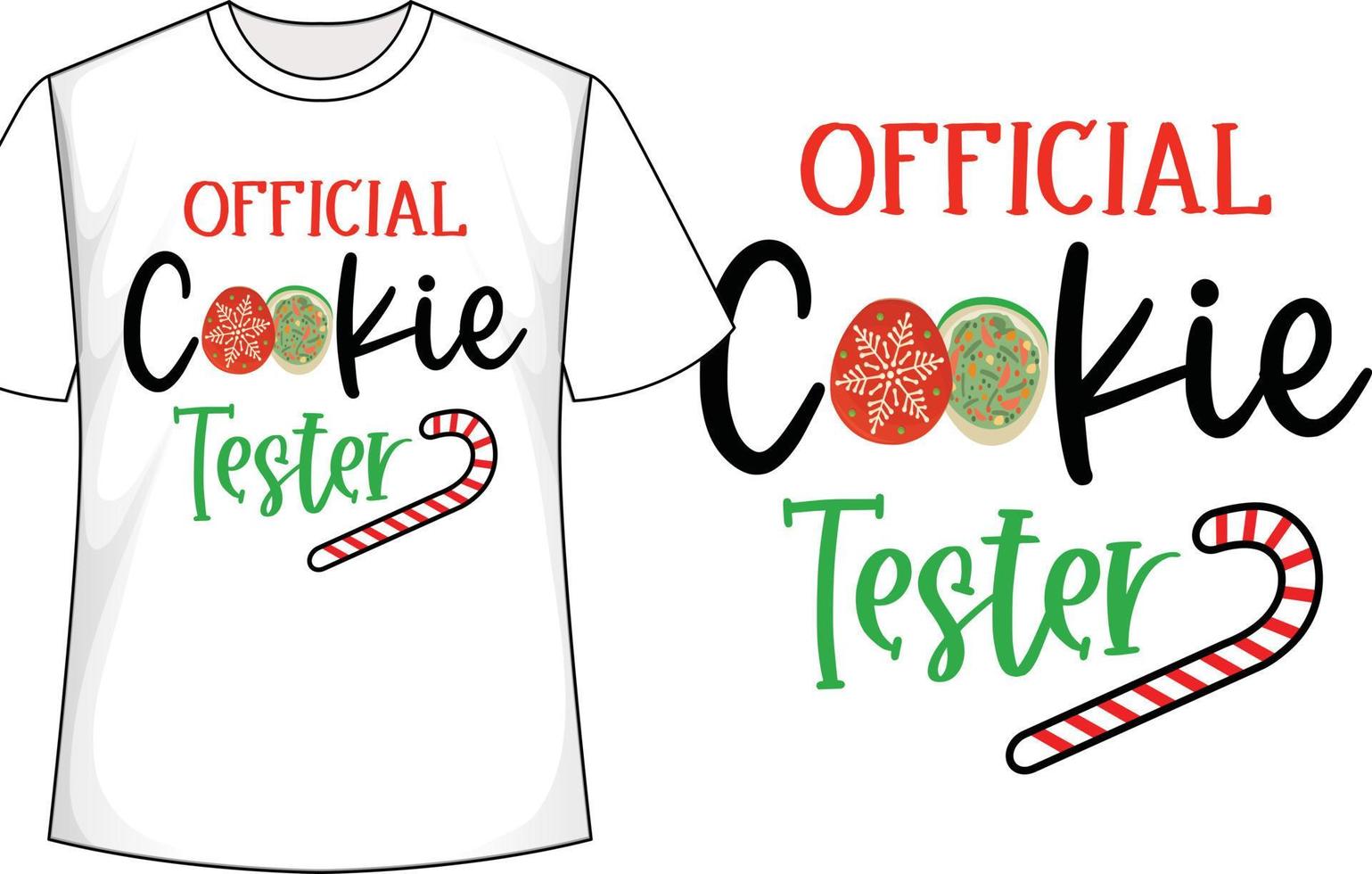 diseño oficial de camiseta de navidad del probador de galletas vector
