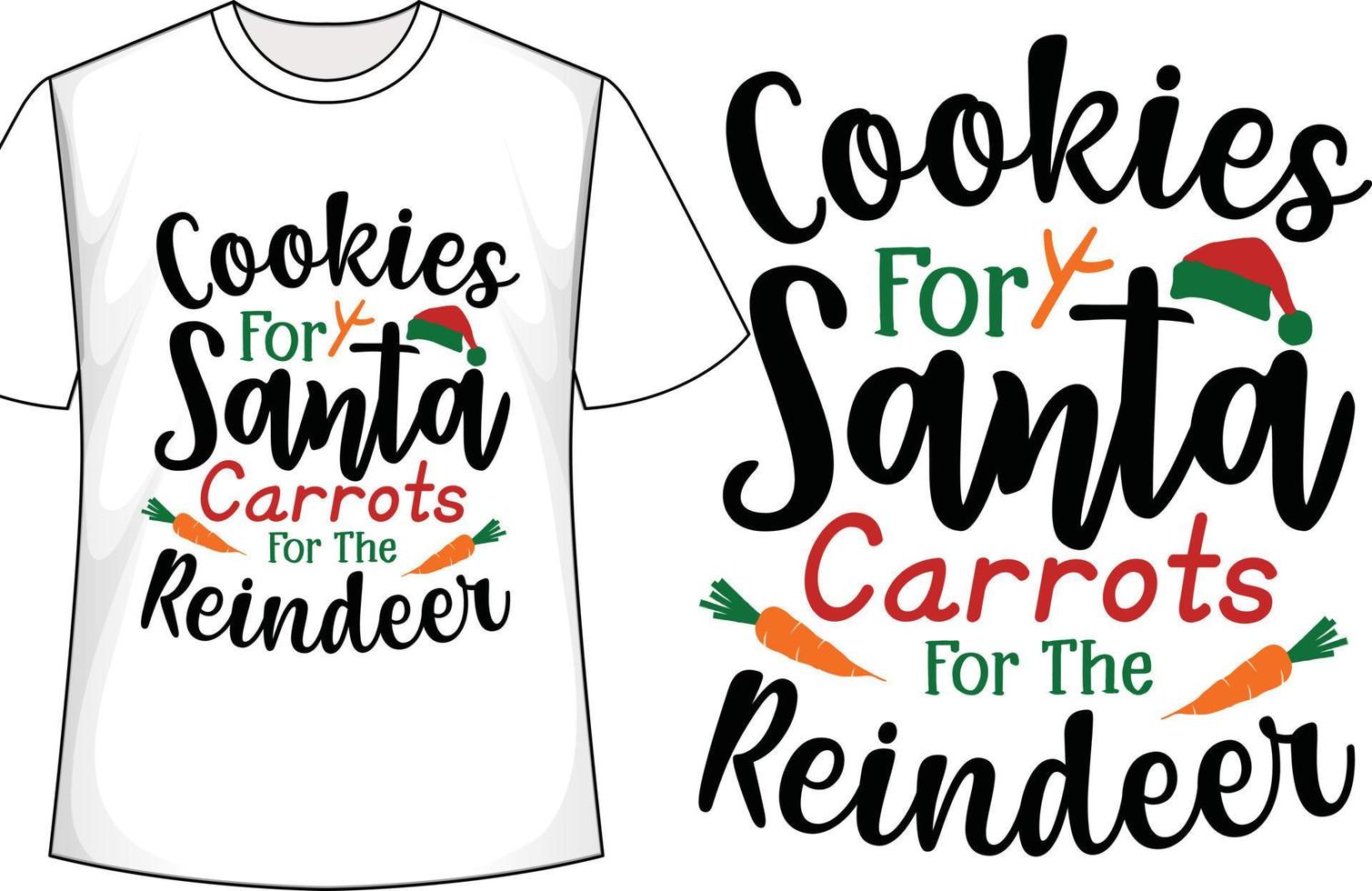 galletas para santa zanahorias para el diseño de camiseta navideña de renos vector