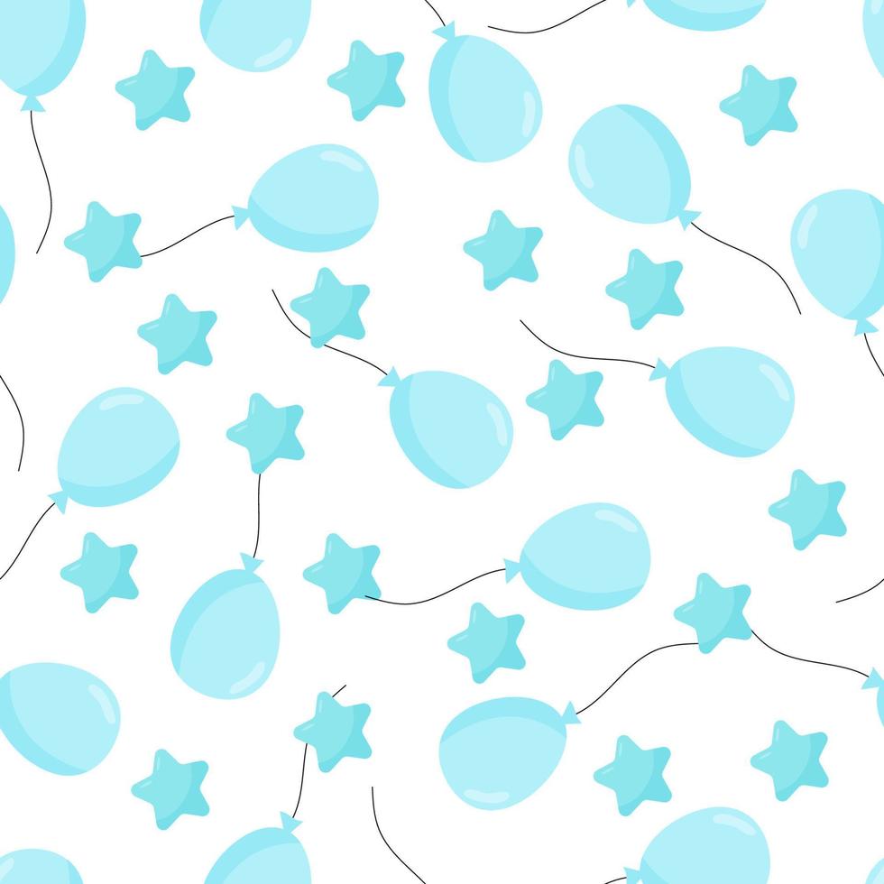 Seamless  background with party balloons of different colors ideal for baby shower.Air balloons vector seamless pattern. Red air balloons .  White background