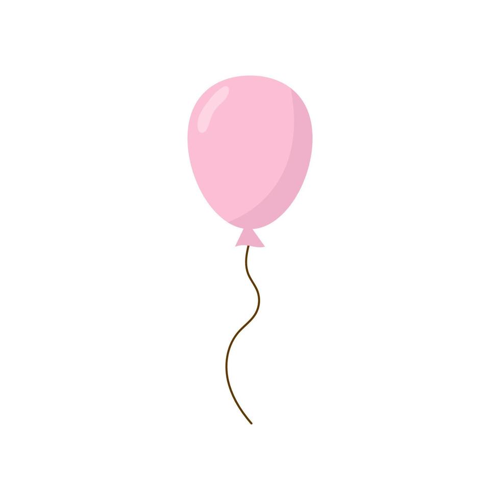 globo en estilo de dibujos animados. manojo de globos para cumpleaños y fiesta. globo volador con cuerda. bola rosa aislado sobre fondo blanco. vector