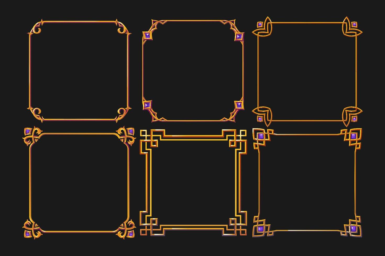 Vintage fantasy golden frames for rpg game vector