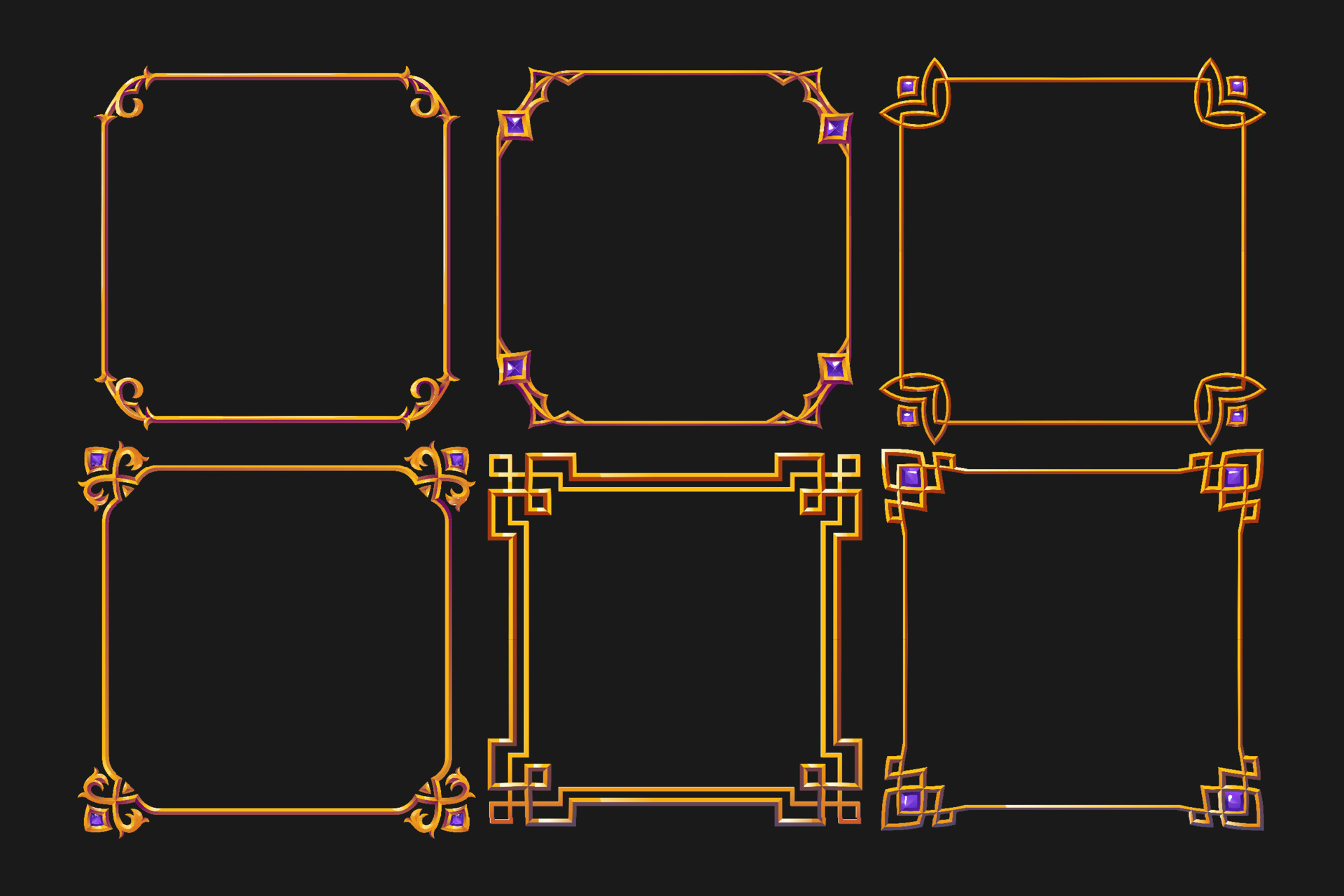 Vintage fantasy golden frames for rpg game 13515181 Vector Art at Vecteezy