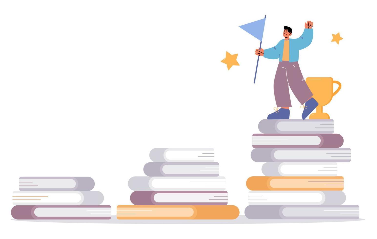 Reading for achieve goals, education success vector