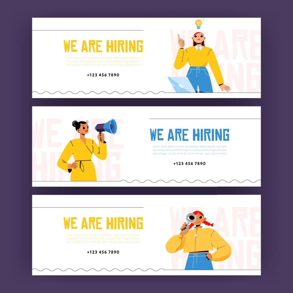 We are hiring banners, recruitment concept, flyers vector