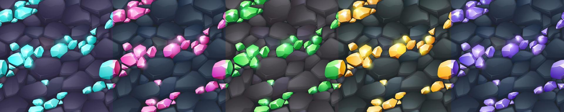 Magic crystals textures, seamless backgrounds vector