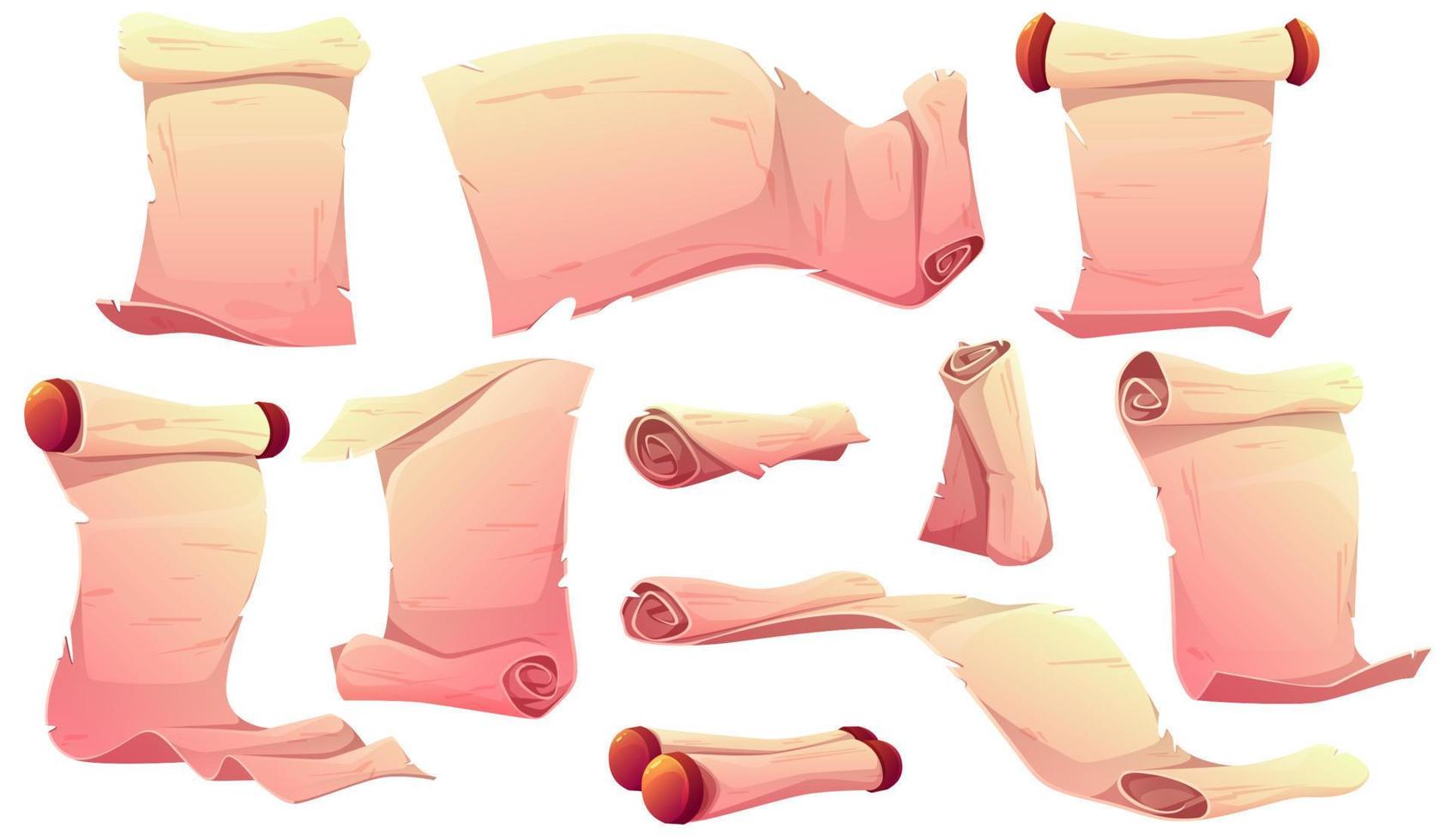 Parchment scrolls, old banners letters, rolls vector