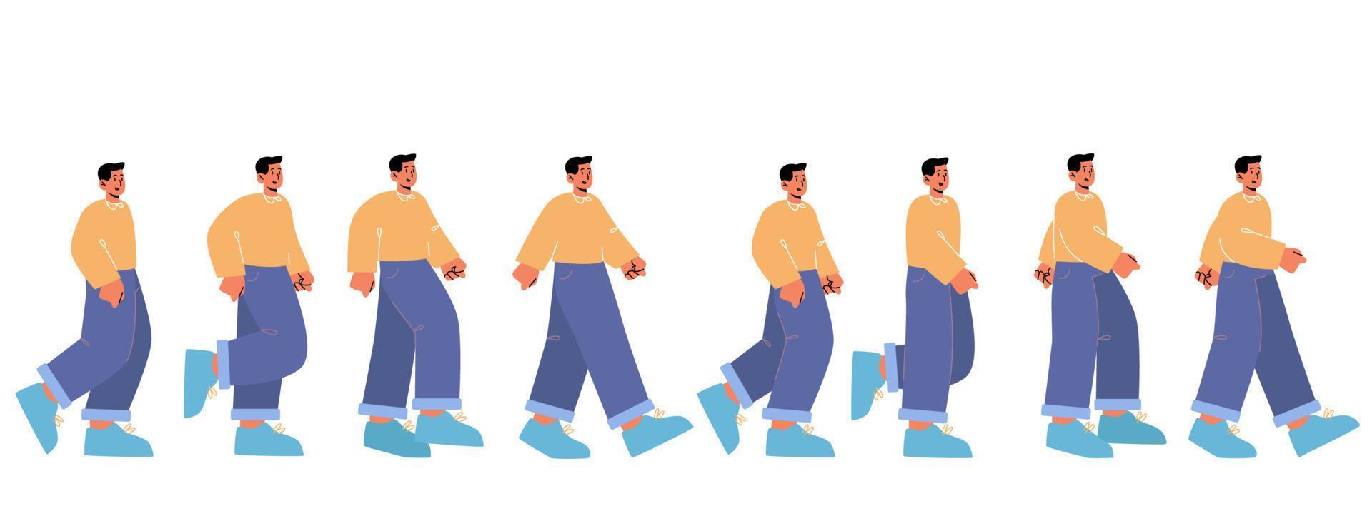 Cycle sequence of man walk vector