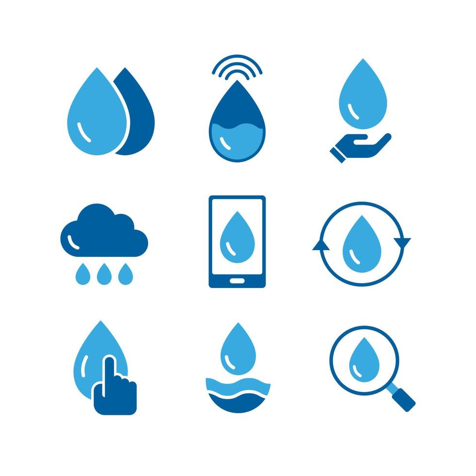 Flat Water Icon Collection Set vector