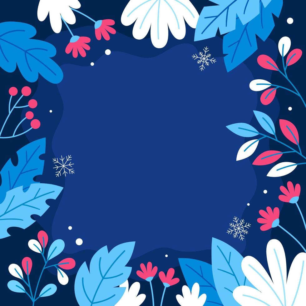 Flat Nature Winter Season Square Border vector