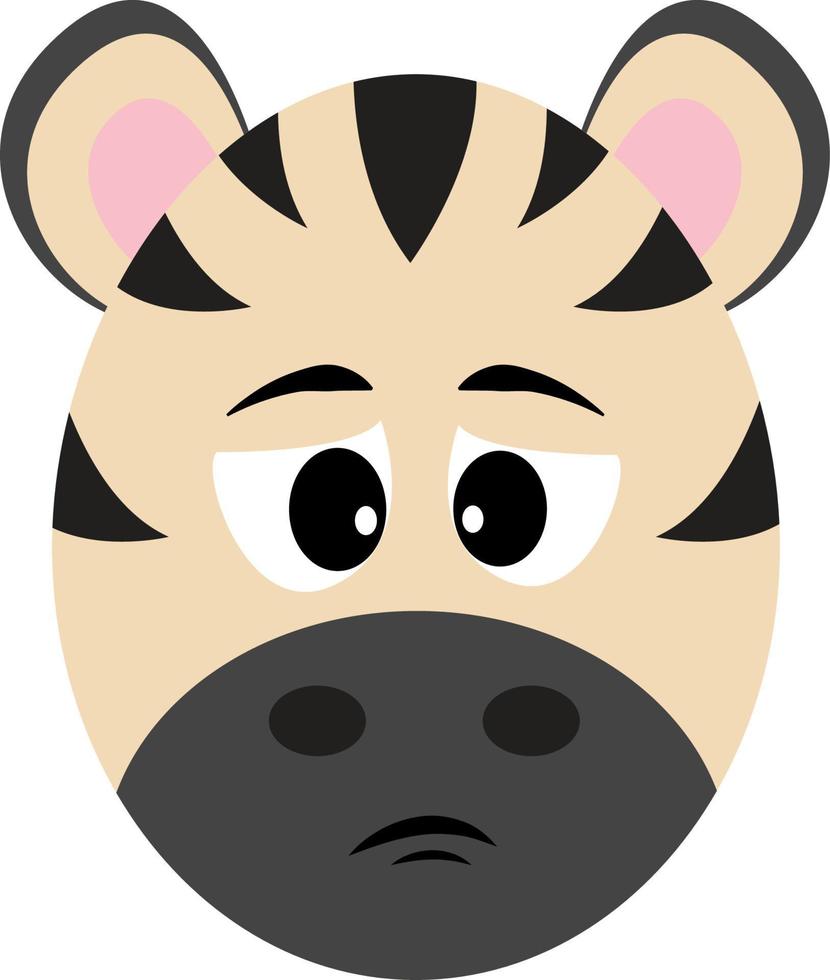 Sad zebra, illustration, vector on white background.