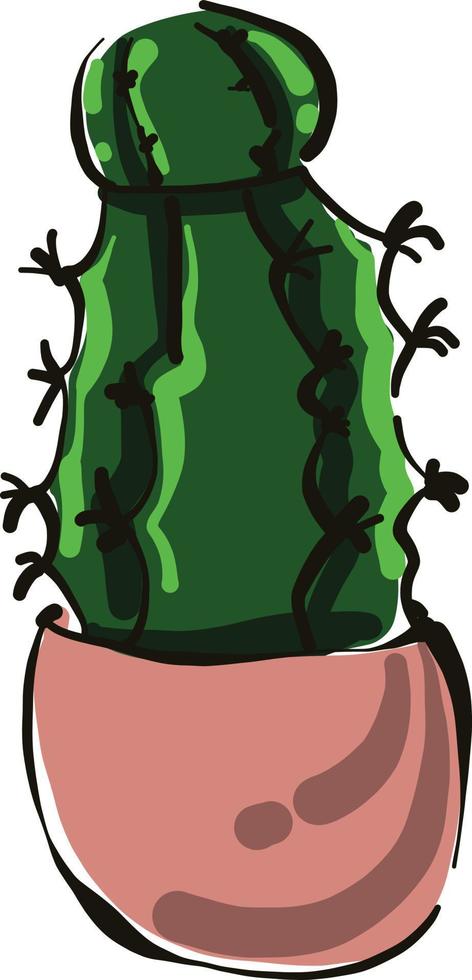 Cactus in a pink pot, illustration, vector on white background.